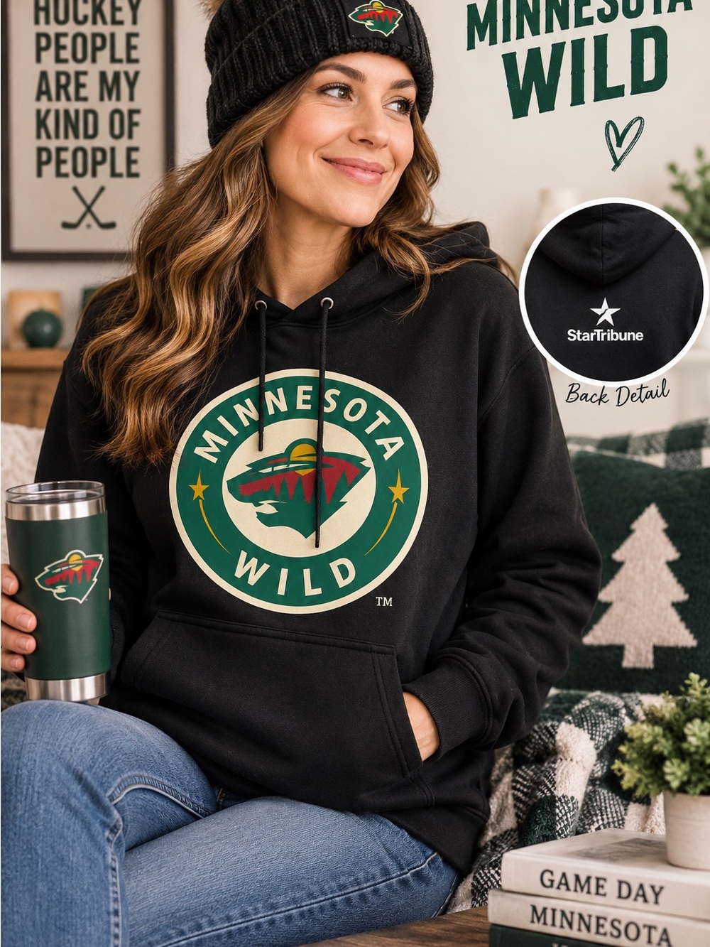 Minnesota Wild Black Pullover Hoodie Sweatshirt Women’s M NHL Hockey